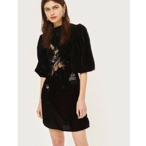 NWT TopShop UK Black Puff Sleeve Dress